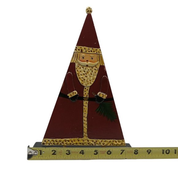 Primitive Painted Santa Triangle Christmas Decoration Mantel or Shelf Sitter - Picture 8 of 8
